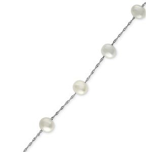 Cultured Freshwater Pearl Station Bracelet (5-1/2-6mm) in 14k Gold